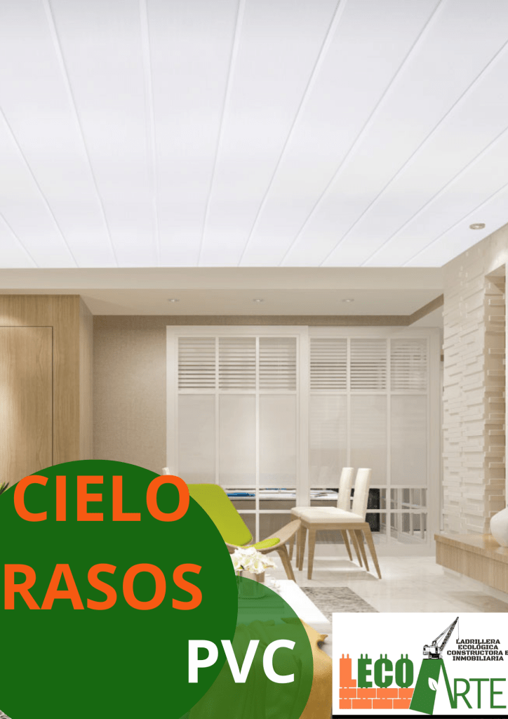 Cielo Rasos en PVC
Impermeable
Fácil de Limpiar
Acústico
Térmico
Fácil de instalar 
Material liviano
Auto Extinguible
Material Reciclable
No contiene metales
No requiere mantenimiento
