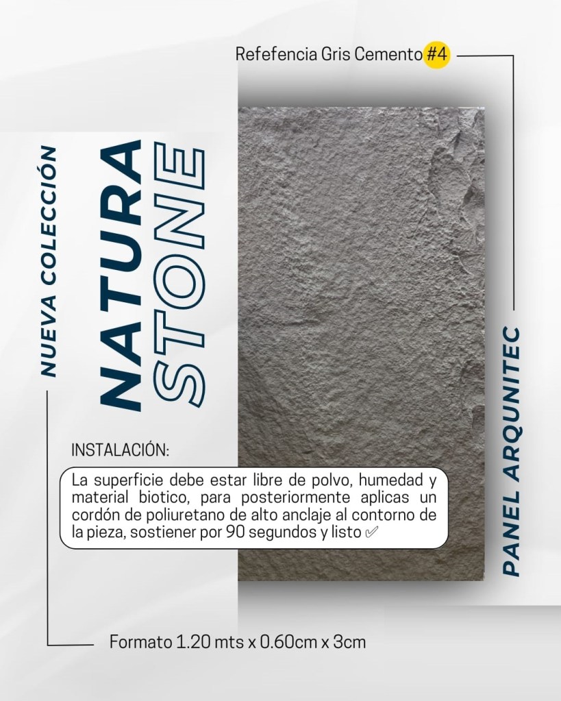 Panel Arquitectónico 
Forma de piedra
Unión de dos panel
Material plástico
Fácil de limpiar
Fácil de instalar 
Material no inflamable