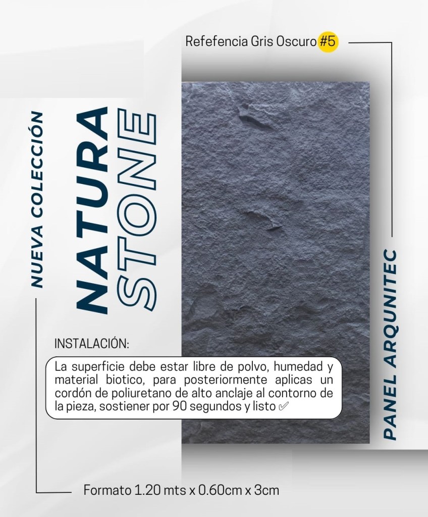 Panel Arquitectónico 
Forma de piedra
Unión de dos panel
Material plástico
Fácil de limpiar
Fácil de instalar 
Material no inflamable