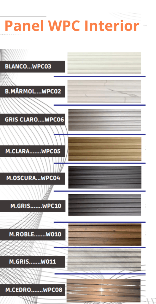 Pared de panel WPC
Es impermeable
Fácil de Limpiar
Fácil de Instalar
Se unen dos placas
Material Liviano
Larga Vida Útil
10 años de garantía
Anti-Inflamable
Material Reciclable
Resistente al Desgaste
No requiere Mantenimiento
No se decolora
No se deforma