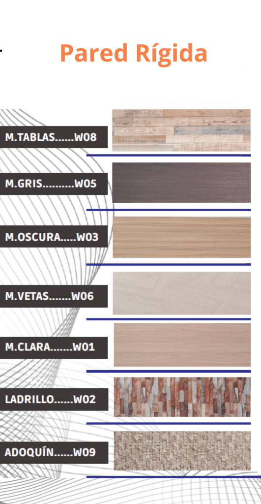 Pared de panel WPC
Es impermeable
Fácil de Limpiar
Fácil de Instalar
Se unen dos placas
Material Liviano
Larga Vida Útil
10 años de garantía
Anti-Inflamable
Material Reciclable
Resistente al Desgaste
No requiere Mantenimiento
No se decolora
No se deforma